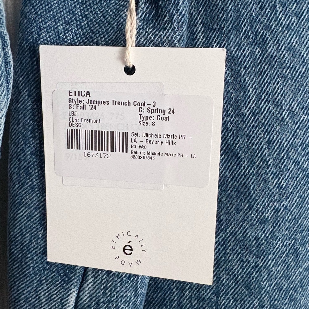 ETICA denim Jacques Trench Coat ✨NWT $398 Small - Picture 10 of 13
